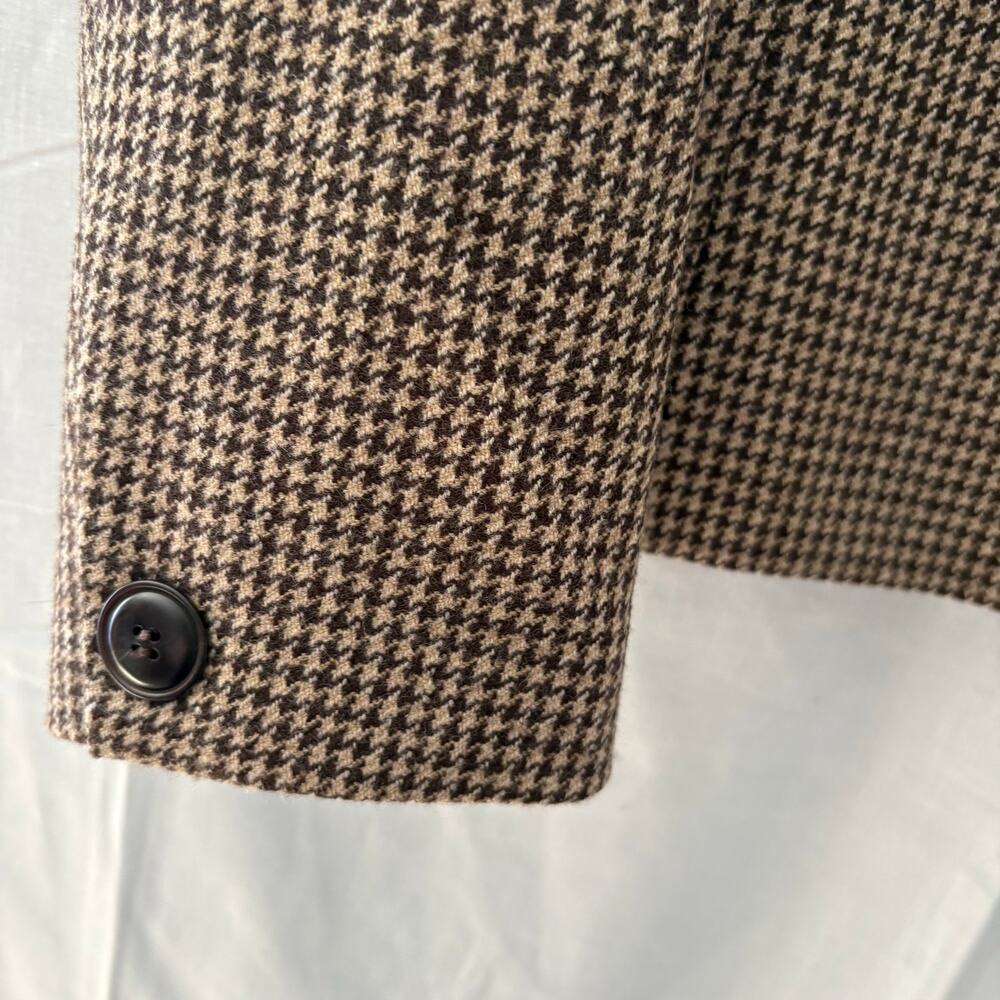 Vintage 90s Talbots Wool Blazer Sz 10 Brown Houndstooth Academia Professional - Picture 5 of 7